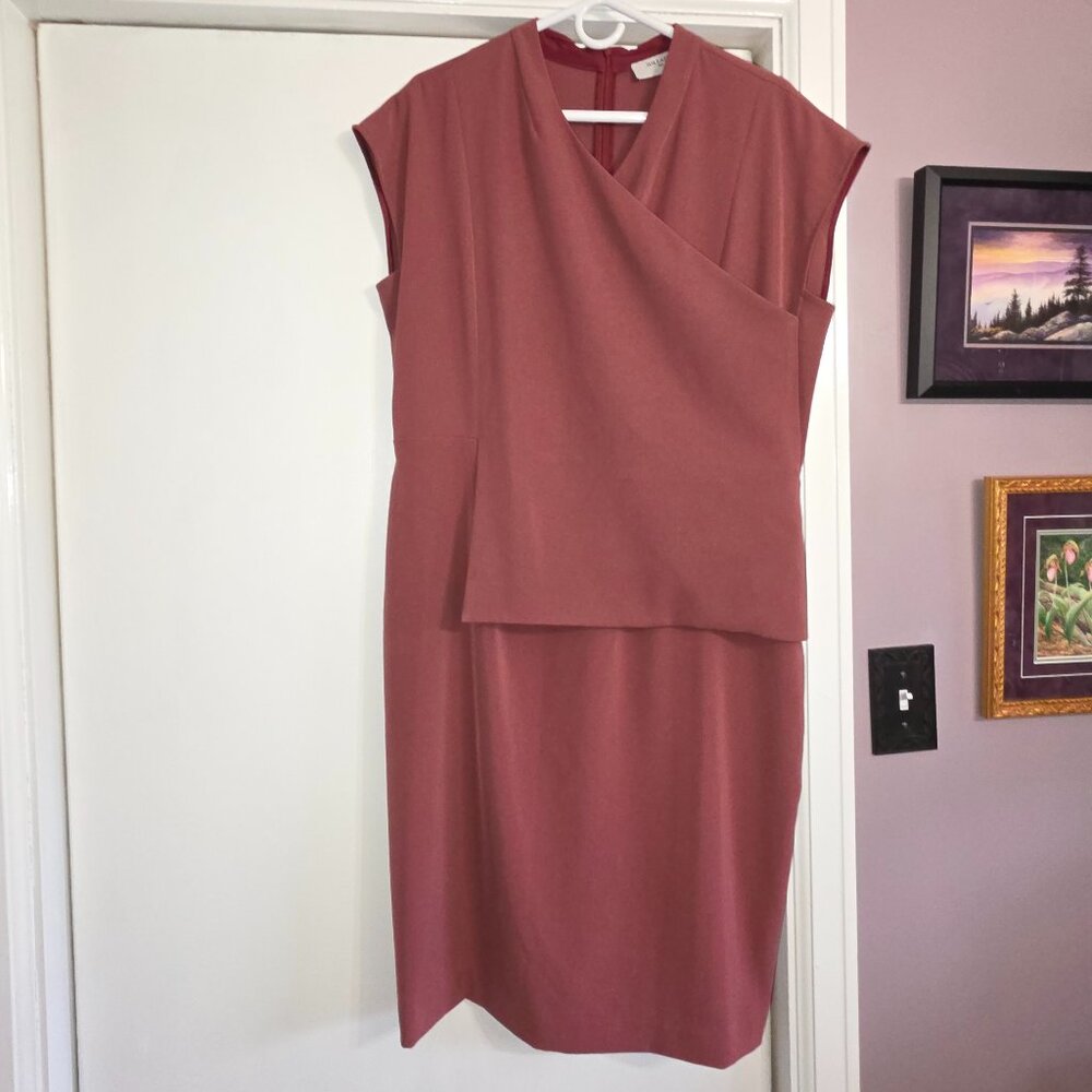 MM LaFleur Rust Layered Sheath Dress Size 16 Triacetate Workwear Career Dress